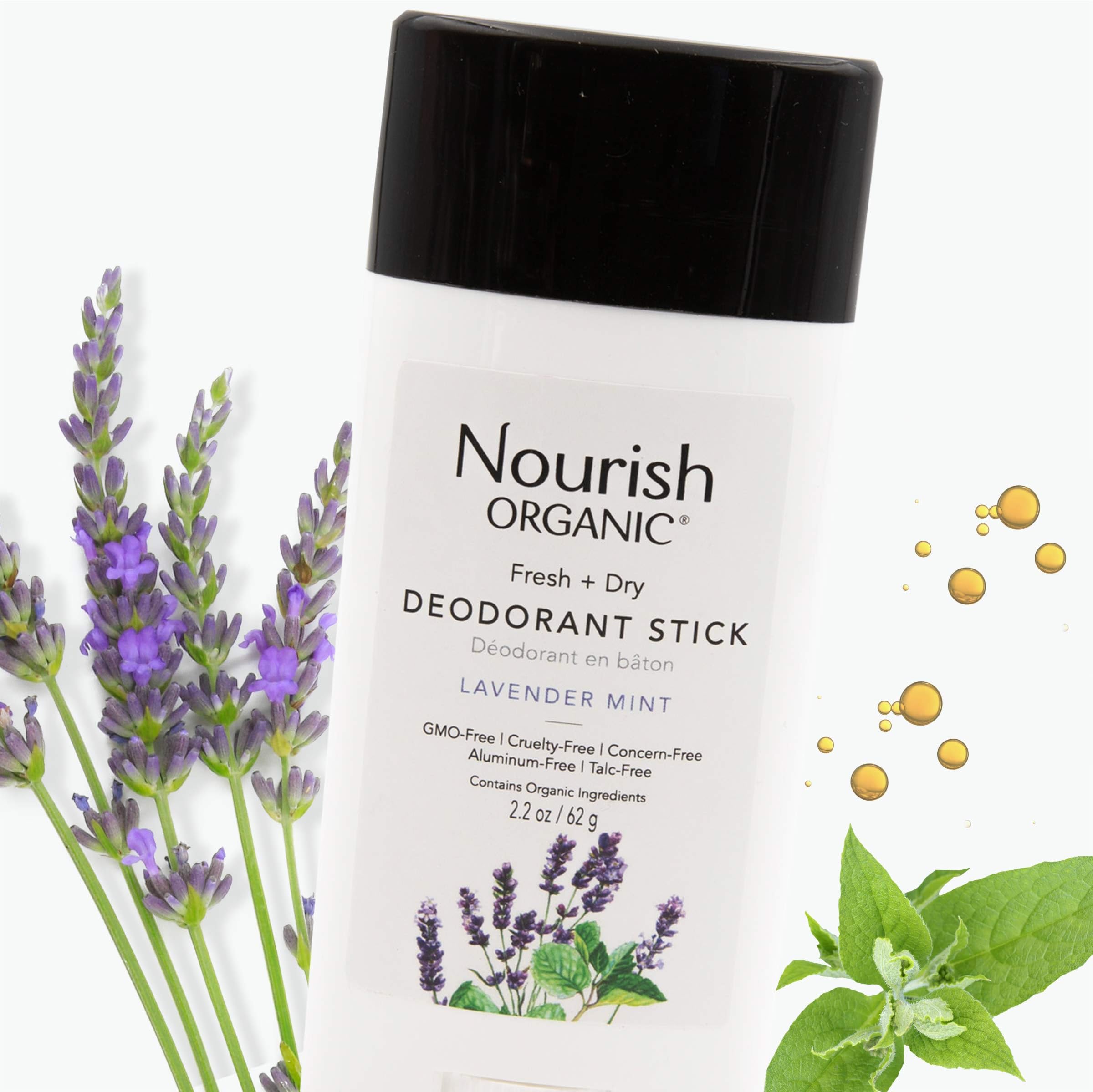 Nourish Organic Stick Deodorant, 100% Natural, Lavender Mint, 2.2 Ounce