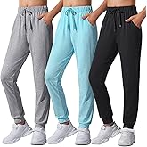 Auranso Girls Joggers 3 Pack Quick Dry Casual Sweatpants Kids Athletic Lounge Joggers Boys Active Running Pants with Pockets