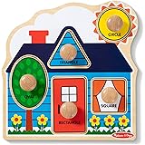 Melissa & Doug First Shapes Jumbo Knob Wooden Puzzle - Wooden Peg Chunky Baby Puzzle, Preschool Learning Shapes Knob Puzzle B