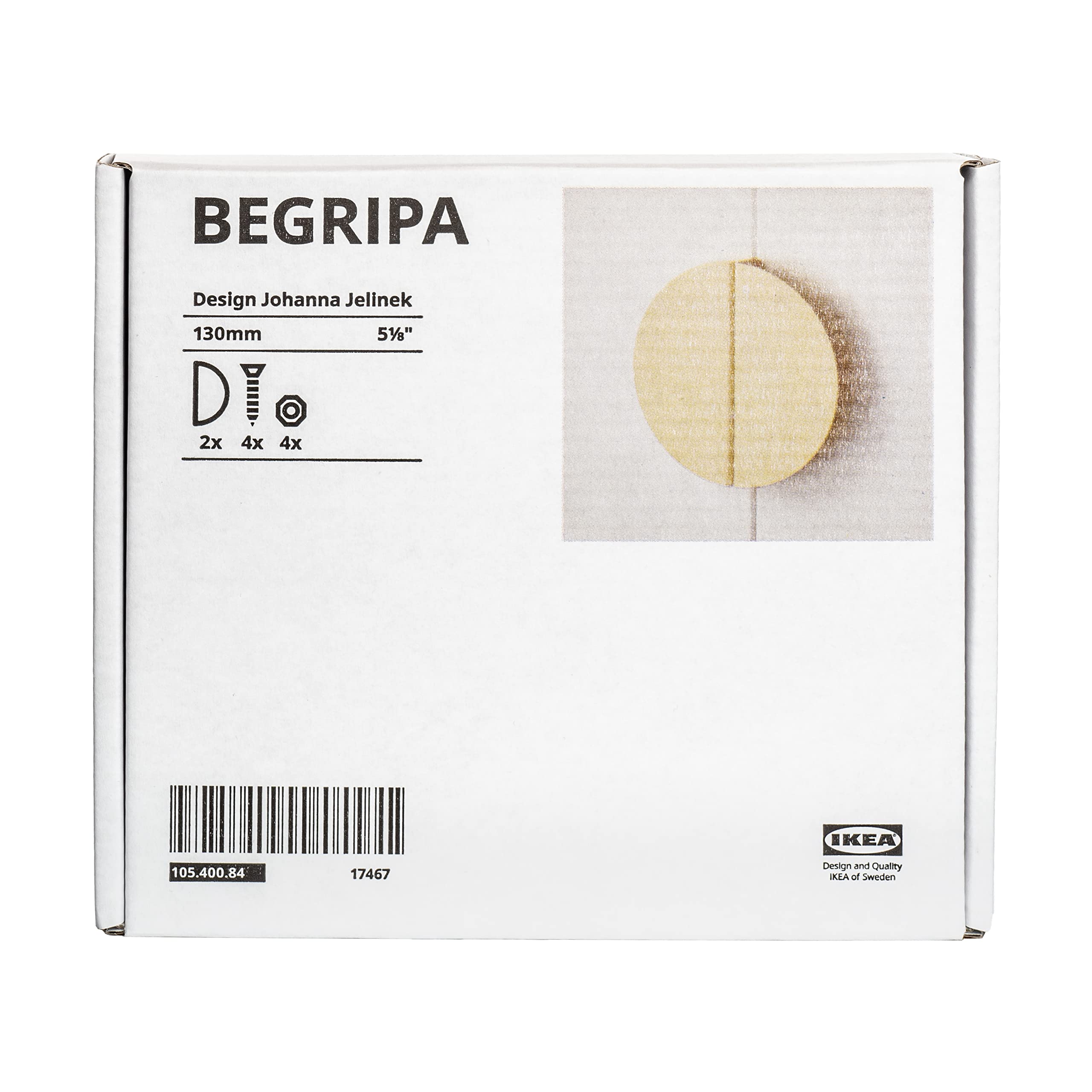 IKEA BEGRIPA Half-Round Cabinet Handles, Pale Yellow, 130 mm, Fits SMASTAD/PLATSA, Screws Included, 105.400.84 - Pack of 2