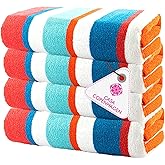 CASA COPENHAGEN Bora Bora Beach Towels Designed in Denmark Rough and Tough, Quick Dry, for Pool, Bath & Shower 30x60 inches 4 Pieces Cotton Beach Bath Towels Set - Turquoise