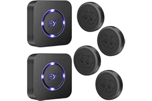 EverNary Dog Door Bell Wireless Doggie Doorbells for Potty Training with Waterproof Touch Button Dog Bells Included 2 Receivers and 4 Transmitters, Black