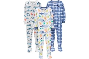 Simple Joys by Carter's Baby and Toddler Girls' 3-Pack Snug Fit Footed Cotton Pajamas
