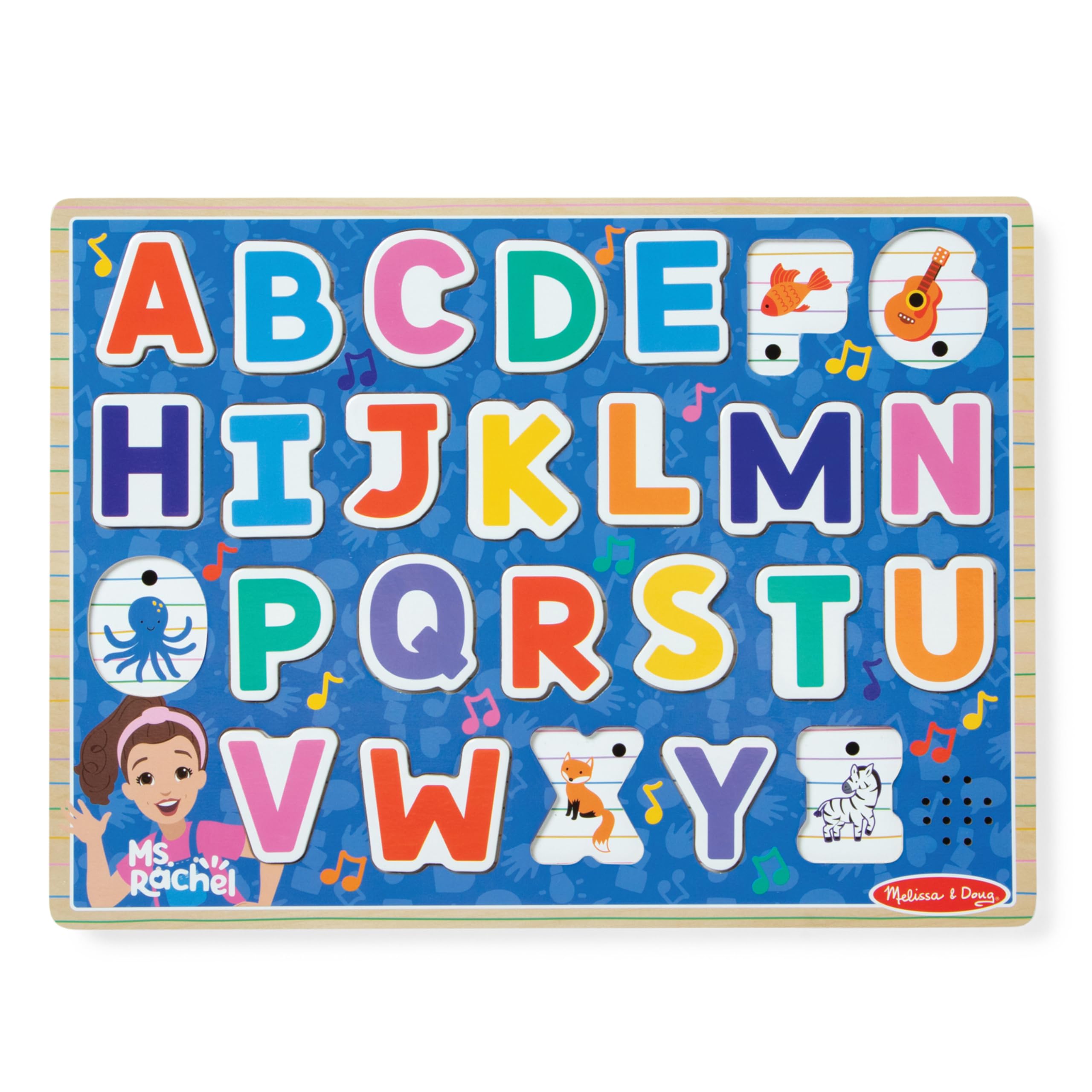Melissa & Doug® Ms. Rachel™ Wooden Phonics Alphabet Sound Puzzle with Light-Activated Sound Effects, 24-Piece Toddler Toys for Boys and Girls Ages 2+ Years - FSC Certified