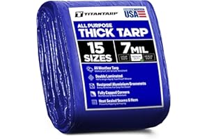 TitanTarp® All Purpose Waterproof Tarp Tarpaulin - Boat, Camping, Furniture, Garden, Home, Patio, Pool Cover, Rain Shelter, RV, Shade, Storage, Tent, Truck - 7 MIL, 8x10ft, Blue - Double Pack