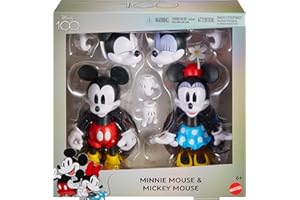 MATTEL Disney 100 Collectible Action Figures Mickey and Minnie Mouse, Posable Characters, Swappable Head & Hands, Soft Good Elements