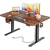 Huuger 47 X 24 Inch Electric Standing Desk with Power Outlets and USB-C Port, Height Adjustable Desk, Sit Stand Desk for Home Office, Computer &amp; Gaming Desk, Stable Steel Frame, Rustic Brown