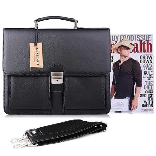 Jack&Chris Mens New PU Leather Attache Briefcase Traditional