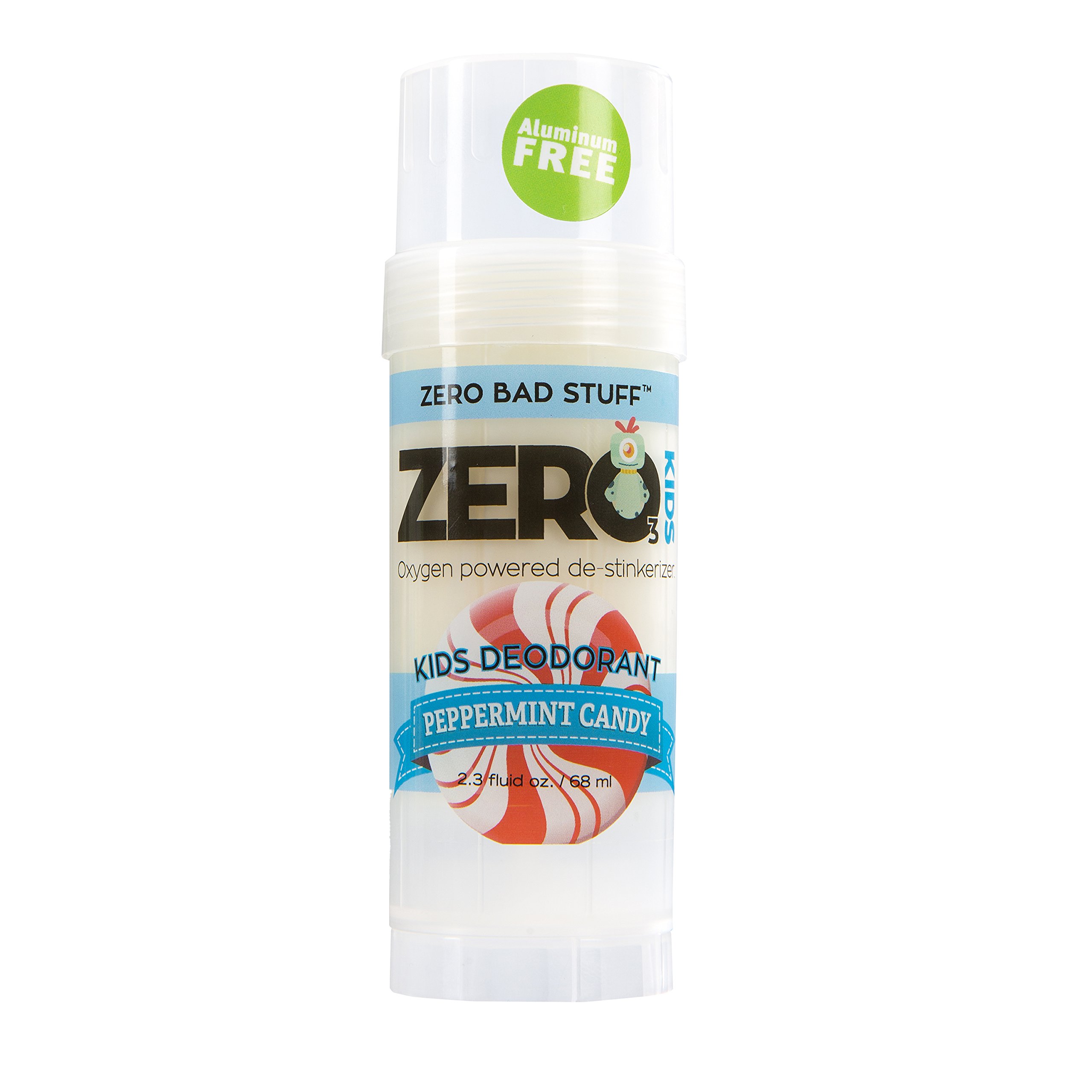 ZERO Kids Deodorant - Oxygen Powered De-Stinkerizer - Long Lasting, All Natural, Safe for Sensitive Skin - Peppermint Candy