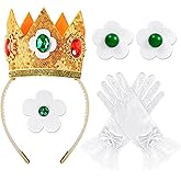 Goenb Princess Costume Accessories, 4 PCS Set of Princess Crown/Earrings/Gloves/Brooch Dress up for Women Girls