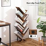 HOOBRO Tree Bookshelf Tall 9-Tier Floor Standing Book Shelf Rustic Brown Black view 4