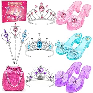Princess Dress Up for Girls, Dress Up Shoes Set with Kids Princess Shoes | BIBUTY Princess Toddler Heels , Crowns & Handbag W