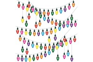 Mudder 72 Pieces Light Banner Colorful Light Bulbs Cut-Outs with 120 Pieces Removable Glue Point Dots and Dark Green Twine for Christmas Decor Industrial Chic Style Decor(Colorful,Long Style)
