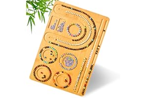 DEVIENG Bead Board for Jewelry Making, Bracelet Beading Board Sizer Measurement, Large Bamboo Bracelet Bead Design Board, 17.2" X 11.3" X 0.4"