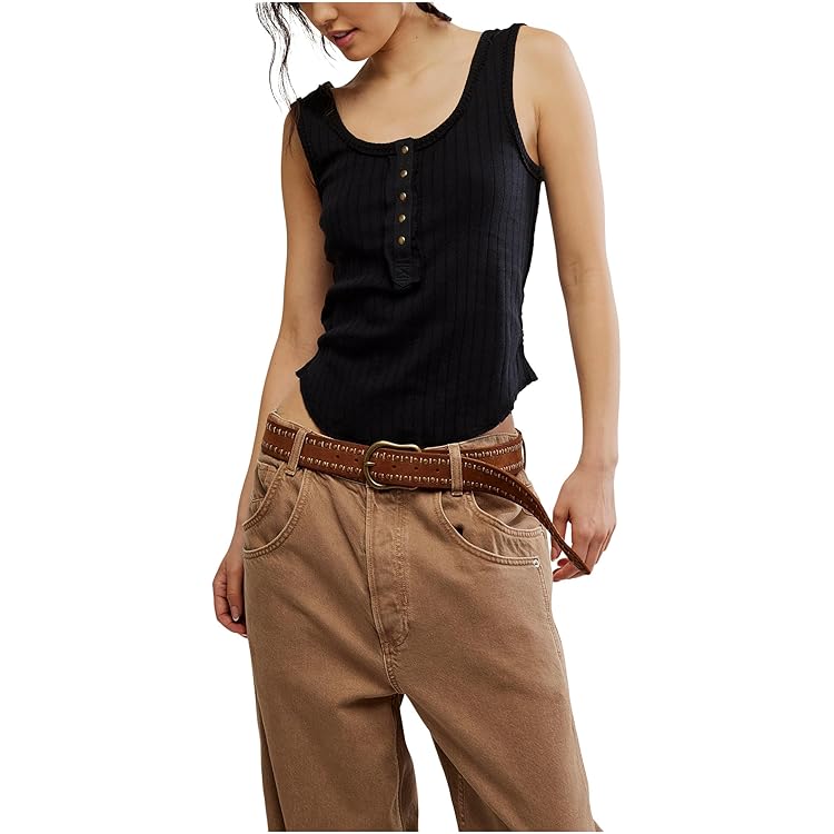 Free People Womens Clean Slate Henley Black XS/S at Amazon Women's