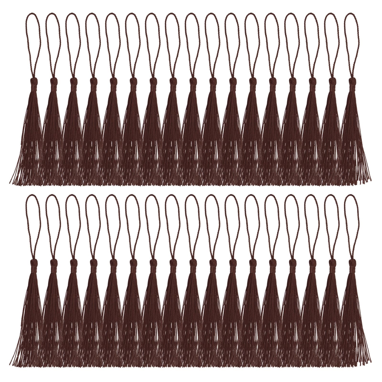 PATIKIL 13cm/5 Inch Coffee Polyester Graduation Tassel, 100 Pack