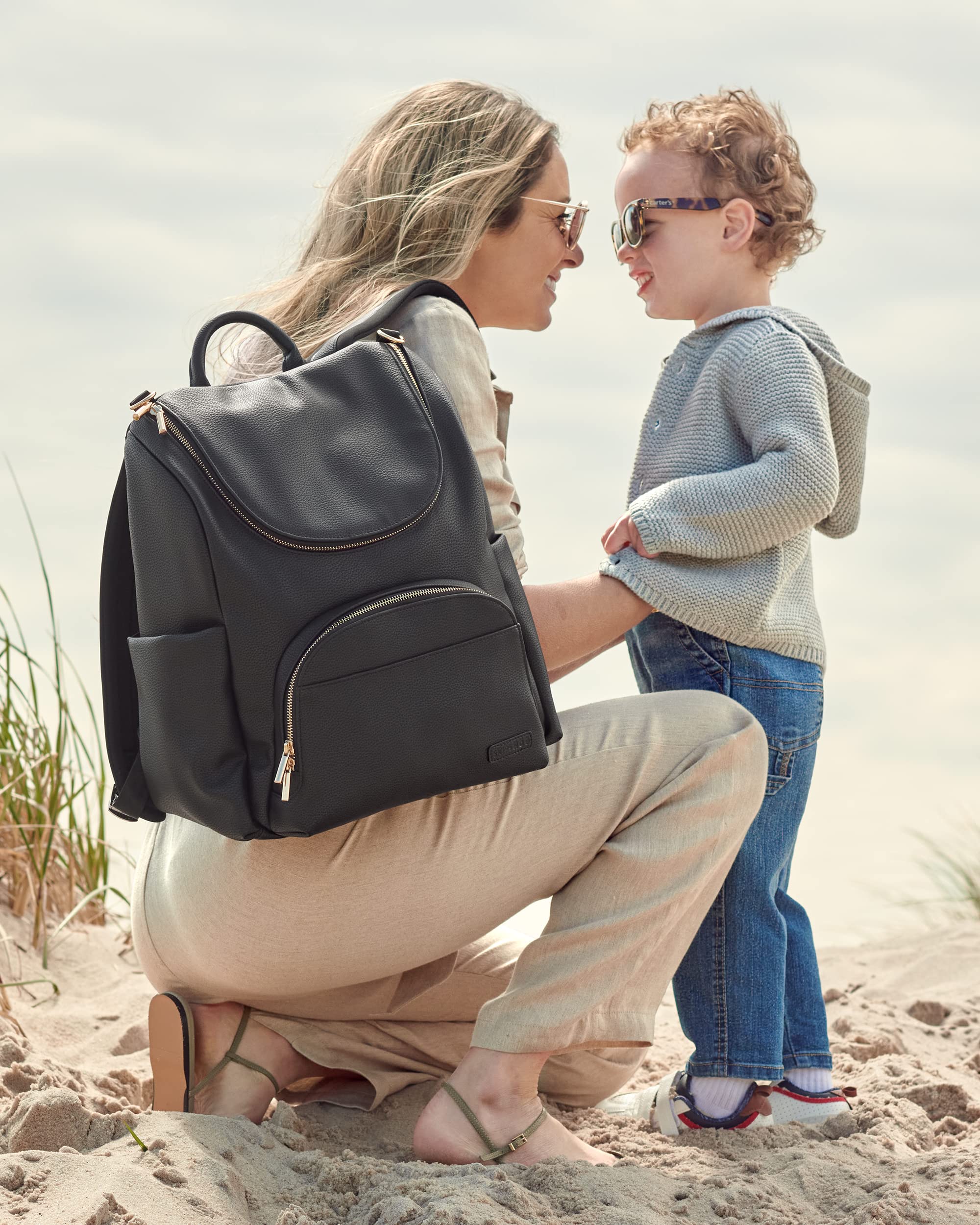 Skip Hop Diaper Bag Backpack: Evermore, Multi-Function Baby Travel Bag 6 in 1, Black