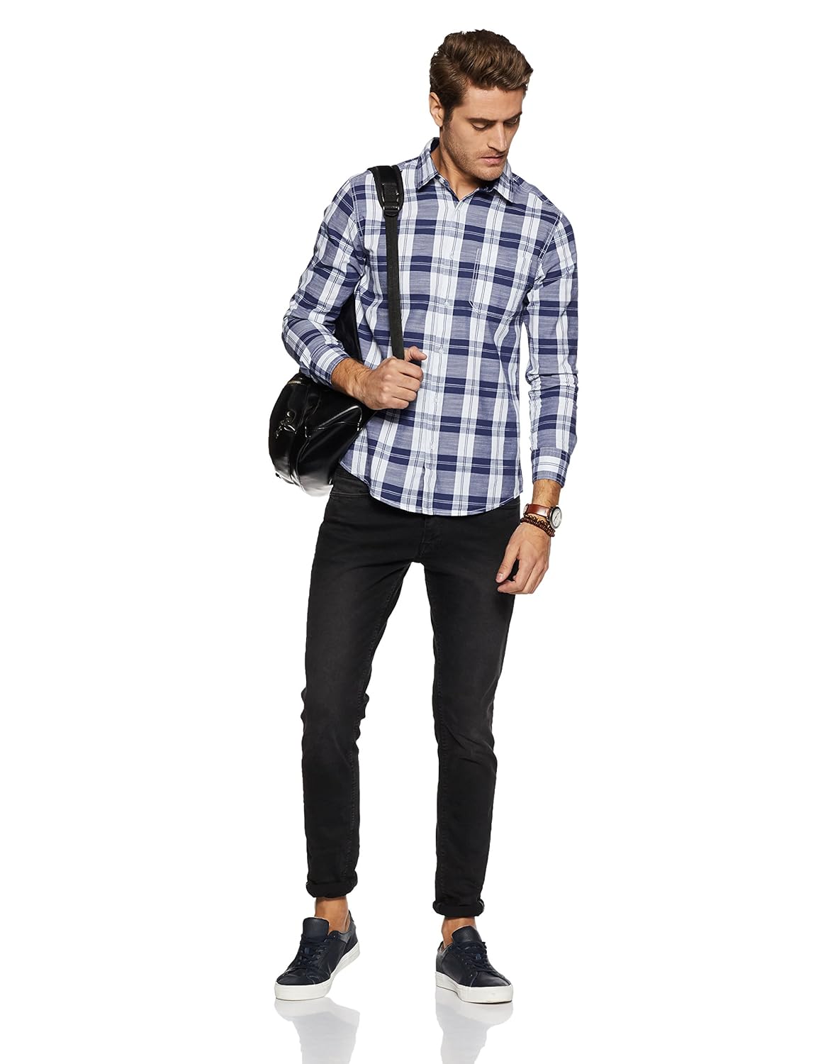 diverse men's checkered regular fit casual shirt