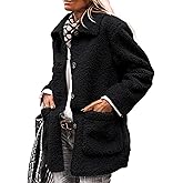 PRETTYGARDEN Women's Winter Faux Fur Coats Long Sleeve Lapel Button Down Pockets Fleece Sherpa Jacket Casual Trendy Outerwear