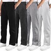 Aocku 4 Pack Boys Sweatpants Fleece Cotton Boys Joggers Athletic Open Bottom Sweat Pants with Pocket and Drawstring