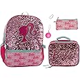 AI ACCESSORY INNOVATIONS Barbie 4 Piece Backpack Set, Sparkle & Shine with this Magic Flip Sequin School Bag for Girls with Zip Front Pocket, Pink