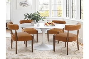 RNKSFX Faux Leather Dining Chairs Set of 4 Upholstered Kitchen & Dining Room Wooden Chairs Mid Century Modern Dining Chairs Low Back, Brown