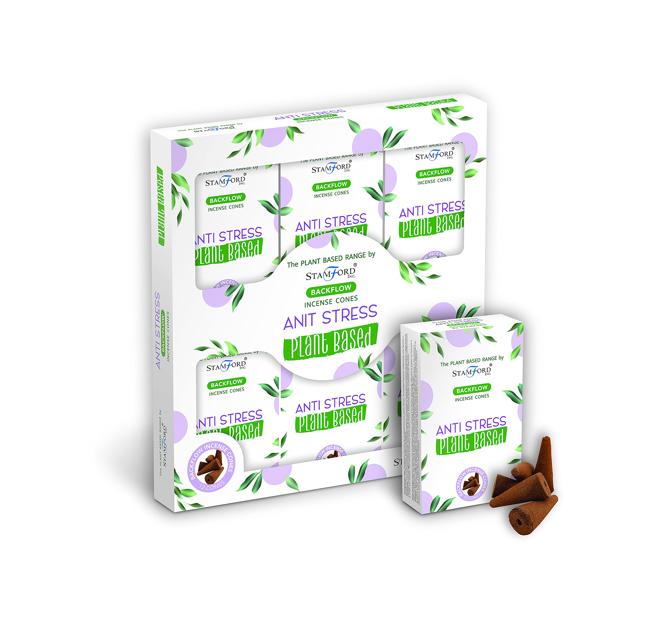 Backflow Incense Cones | Anti Stress Plant Based | H23.2cm x W21.2cm x D3cm | pack of 1
