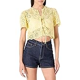 The Drop Womens Doca Lace Tie Front Top with Scallop Detail
