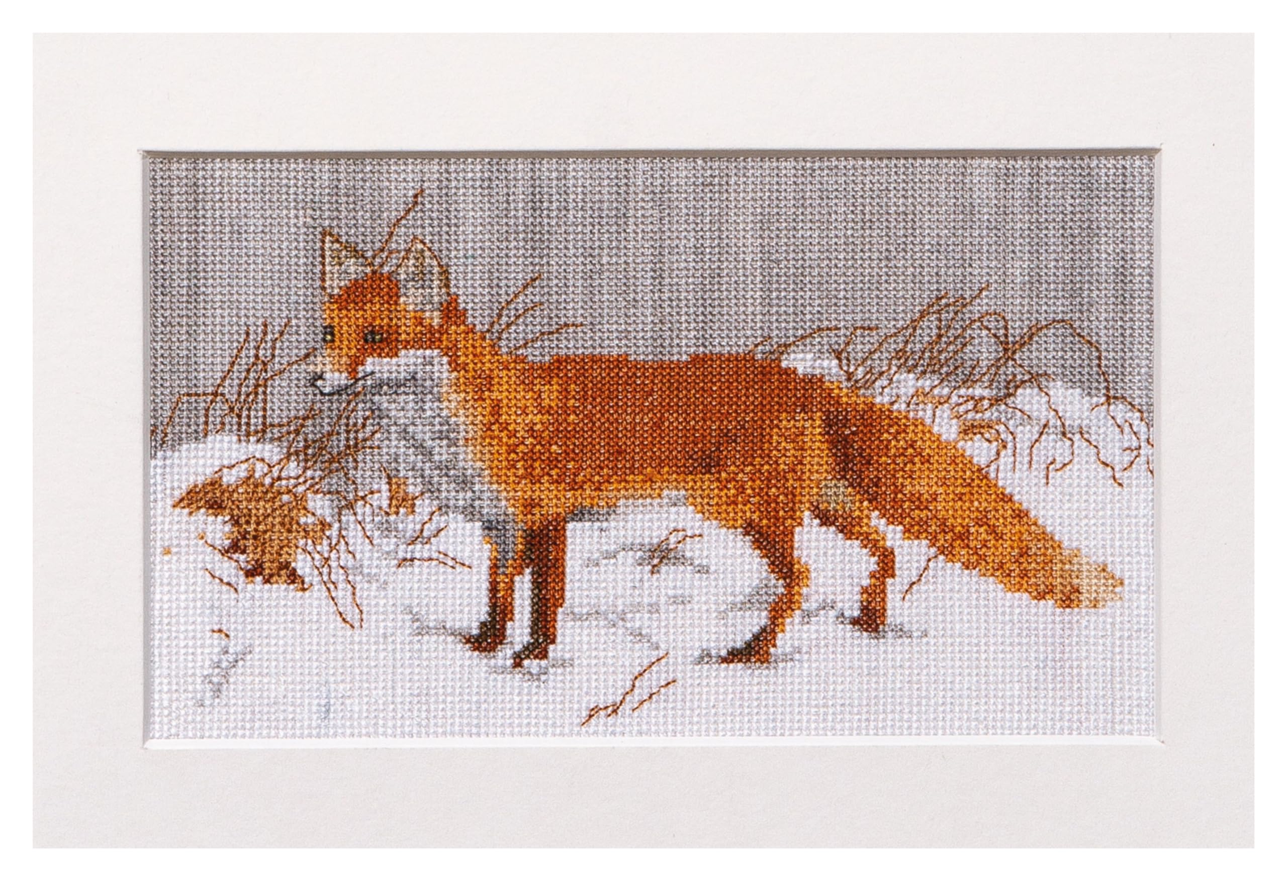 Thea Gouverneur - Counted Cross Stitch Kit - Foxy - Aida - 14 Count - Embroidery Kit for Adults - DMC Embroidery Threads and Other Cross Stitch Supplies Included - 573A