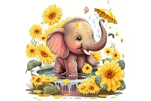 Axquilon Elephant Diamond Art Painting Kits for Adults, Full Drill Diamond Paintings for Beginners, Round 5D Painting with Diamonds Pictures Gem Art Painting Kits DIY Crafts Kits 14x14inch