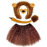 Dnicukii Halloween Lion Costume Set for Girls Lion Tutu Ears Headband Tail Costume Kit for Adult Halloween Cosplay