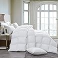 Luxurious 800 Thread Count Hungarian Goose Down Comforter Duvet Insert - King/Cal King Size, 75 oz. Fill Weight, Premium Baffle Box, 100% Egyptian Cotton Cover (White)