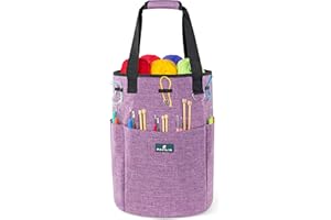 PAVILIA Crochet Bag Knitting Bag Organizer, Yarn Bag Storage Tote for Crocheting On The Go, Knitting Accessories Supplies Hol