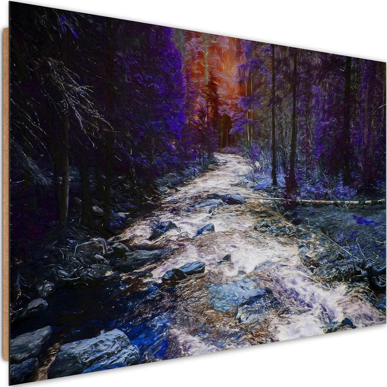 Wandbild Fluss 120x80 cm Deco Panel 1 Teilig XXL Kunstdruck Wald Steine