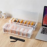 Fzooua 2 Pack Cable Organizer Storage Box with 16 Cable Ties, Clear Phone Charger Organizer Case Wire Organizers for Cords Electronic Storage Box for Drawer Desk Office Home