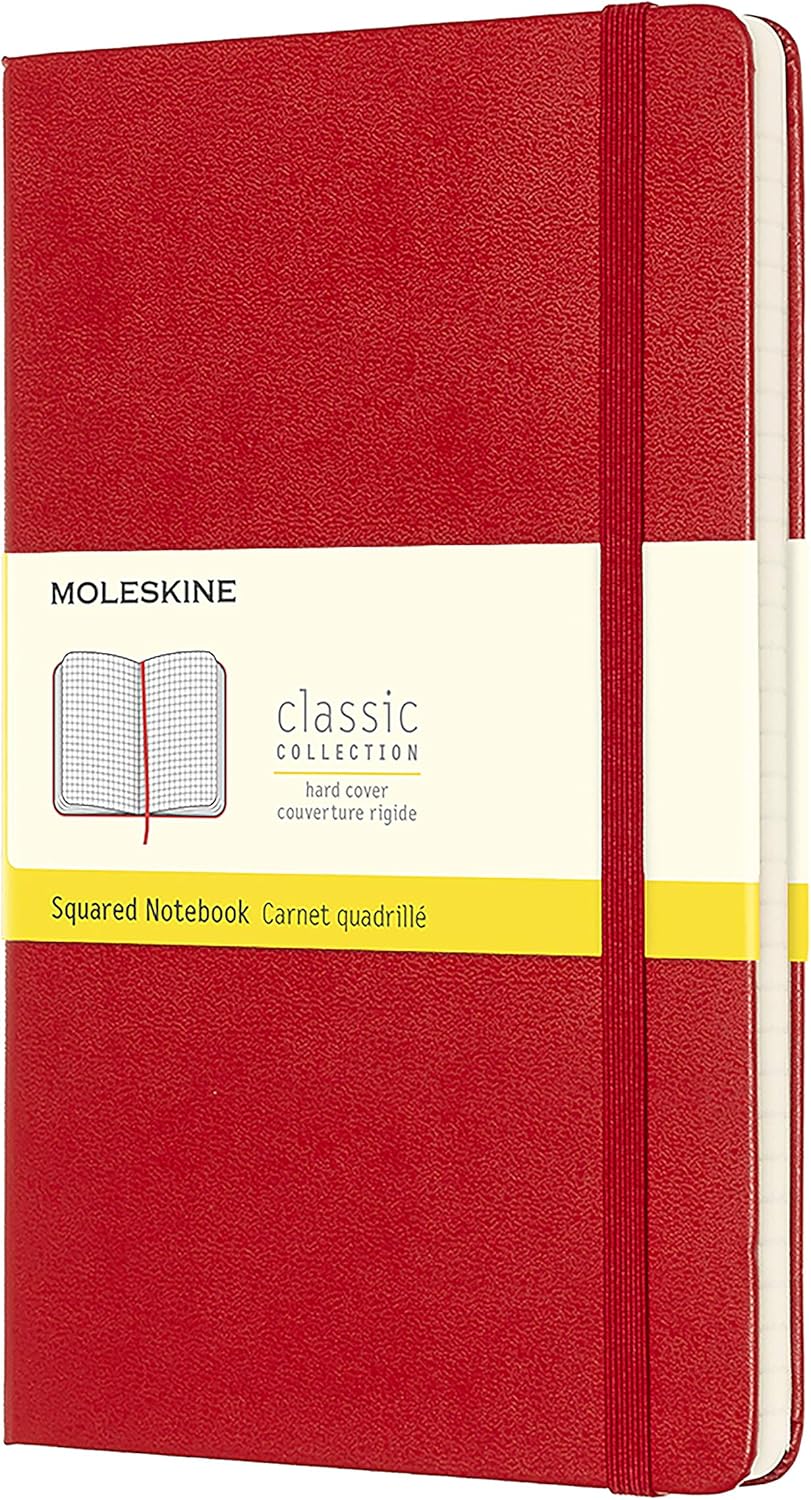 Moleskine Cuaderno Clásico con Páginas Cuadriculada, Tapa Dura y Goma