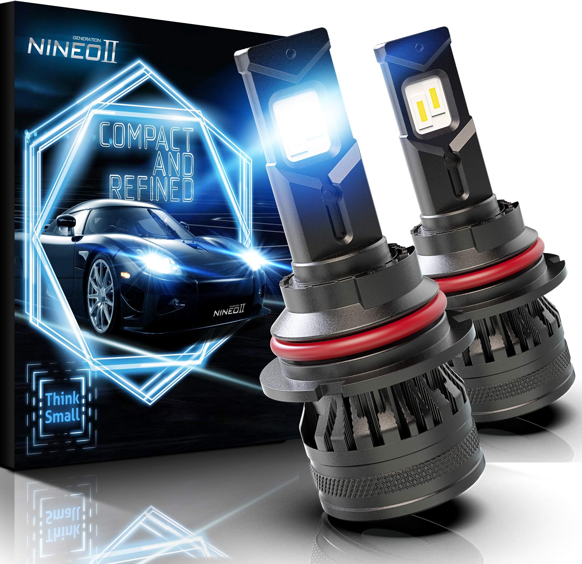 NINEO HB-3 Lights 6500K Cool White Fanless Design - Pack of 2