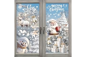CCINEE Christmas Window Cling Sticker,3D Santa Snowman Glass Window Cling Decal for Christmas Party Decoration Supply