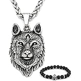 BAVIPOWER Viking Fenrir Head Pendant Stainless Steel Necklace Powerful Pagan Jewelry for Men Women Nordic Talisman Amulet Protection