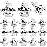 BronaGrand 50 Pieces Antique Silver Football Charms Pendants Tibetan Alloy I Love Football Dangle Charms for DIY Necklace Crafts Jewelry Making