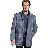 Johnston & Murphy Wool Car Coat with Bib Navy Plaid LG