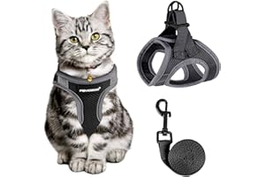 FAYOGOO Cat Harness and Leash Set for Walking Escape Proof, Adjustable Easy Control Harness for Medium Large Small Cats with Reflective Strips