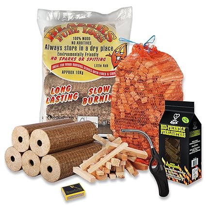 Fire Pit Chiminea Value Pack 5 Blazers Fuel Logs 3kg Kindling