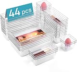 Vtopmart 44 Pack Drawer Organiser 4 Sizes Clear Plastic Bins 6/10/14/14
