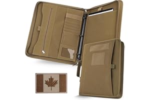 LIVANS Tactical Notebook Portfolio Padfolio Ring Binder with Zipper Army Military Notebook Planner Contains 25 Sheets A4 Lett