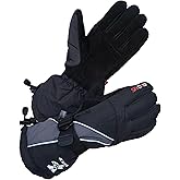 SKYDEER 100% Waterproof and Premium Deerskin Suede Leather Ski Gloves with 150G 3M Thinsulate Lining, Ultra Soft & Durable & Warm Cold Weather Gloves for Extreme Cold Condition (SD8650T)