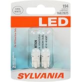 SYLVANIA 194 T10 W5W LED Mini Bulb, White, Interior Lighting, 2-Pack | Upgrade Your Lighting with Long-Lasting LED Performance for Enhanced Style, Visibility and a More Modern Look.