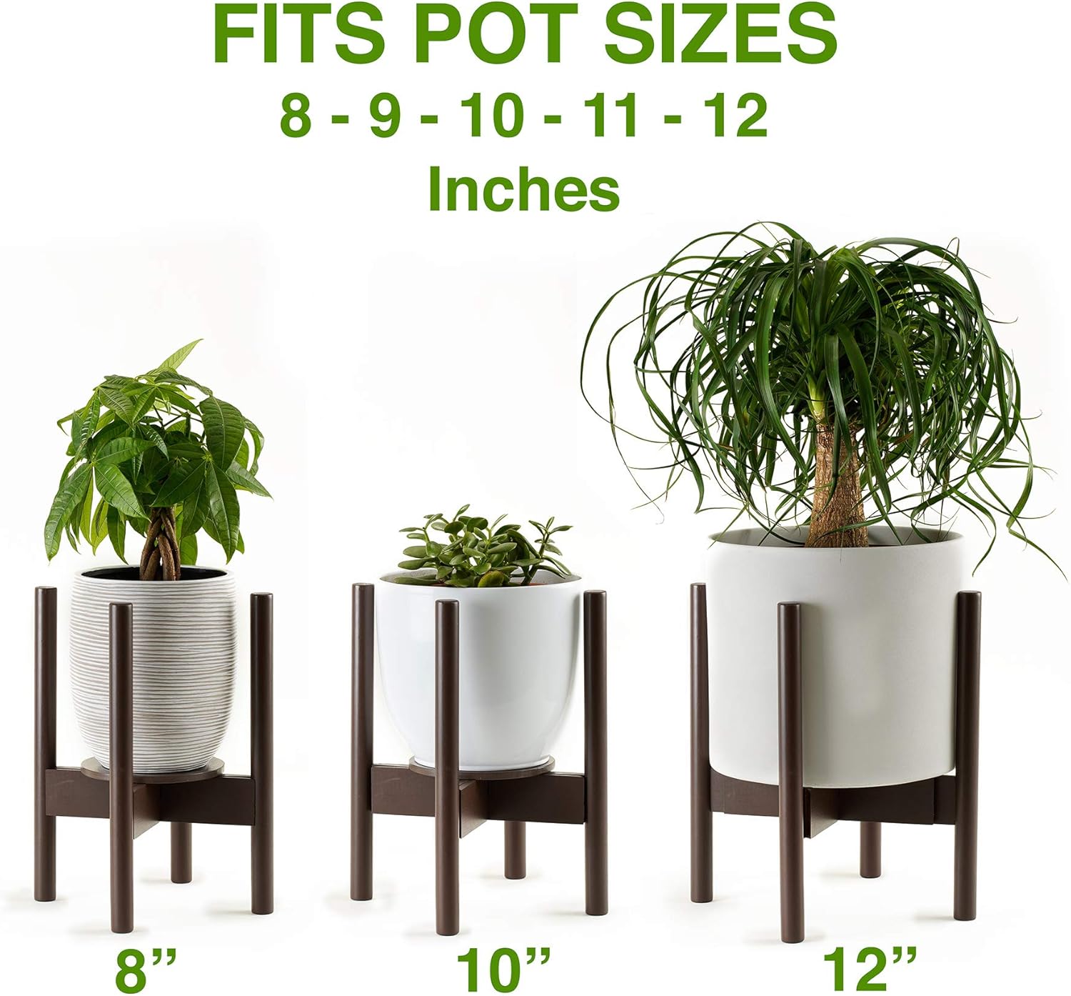 ZPirates Plant Stand for Indoor Plants - Planter Tray Included - Adjustable Size Fits 8 9 10 11 12 Inches Plant Pots - Mid Century Modern Plant Decor - Brown-Bronze Bamboo Wood : Garden & Outdoor
