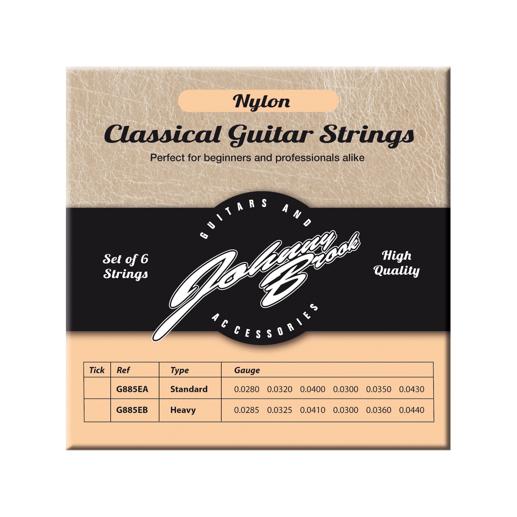 Johnny Brook Nylon Classical Guitar Strings - Heavy, Set of 6