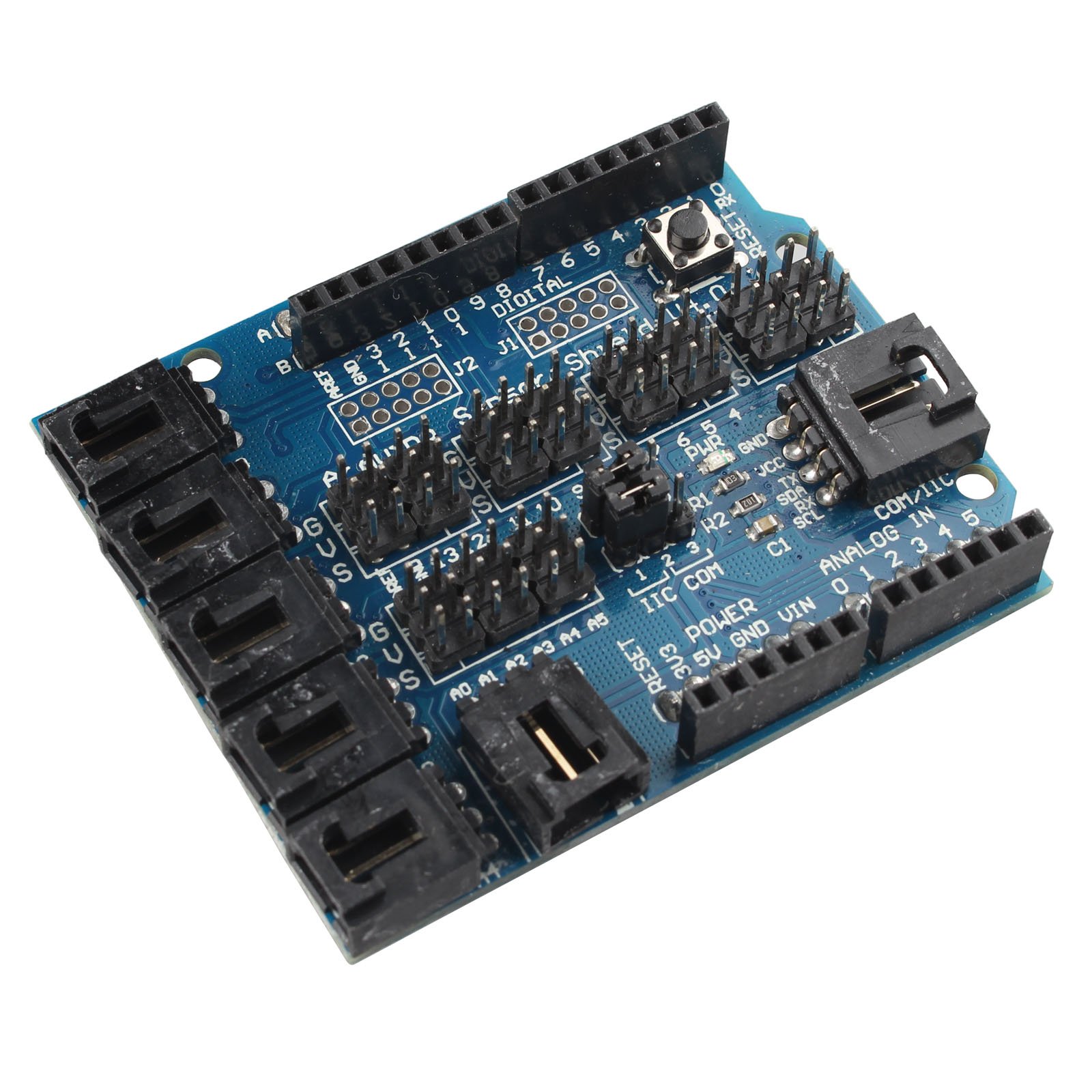 HALJIA Sensor Shield V4 Digital Analog Module Servo Motor Interface Compatible with Arduino UNO MEGA Duemilanove
